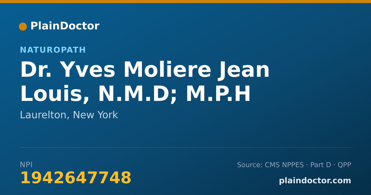 Shareable card for Yves Moliere Jean Louis, N.M.D; M.P.H - Naturopath, Laurelton, NY