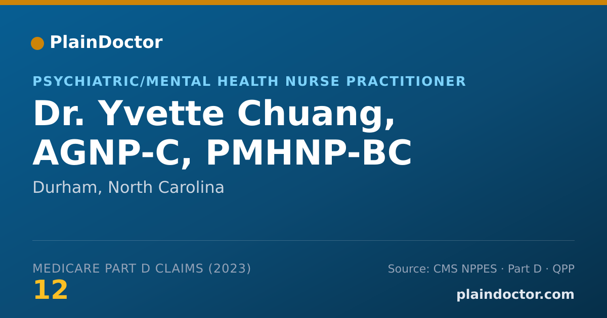 Shareable card for Yvette Chuang, AGNP-C, PMHNP-BC - Psychiatric/Mental Health Nurse Practitioner, Durham, NC