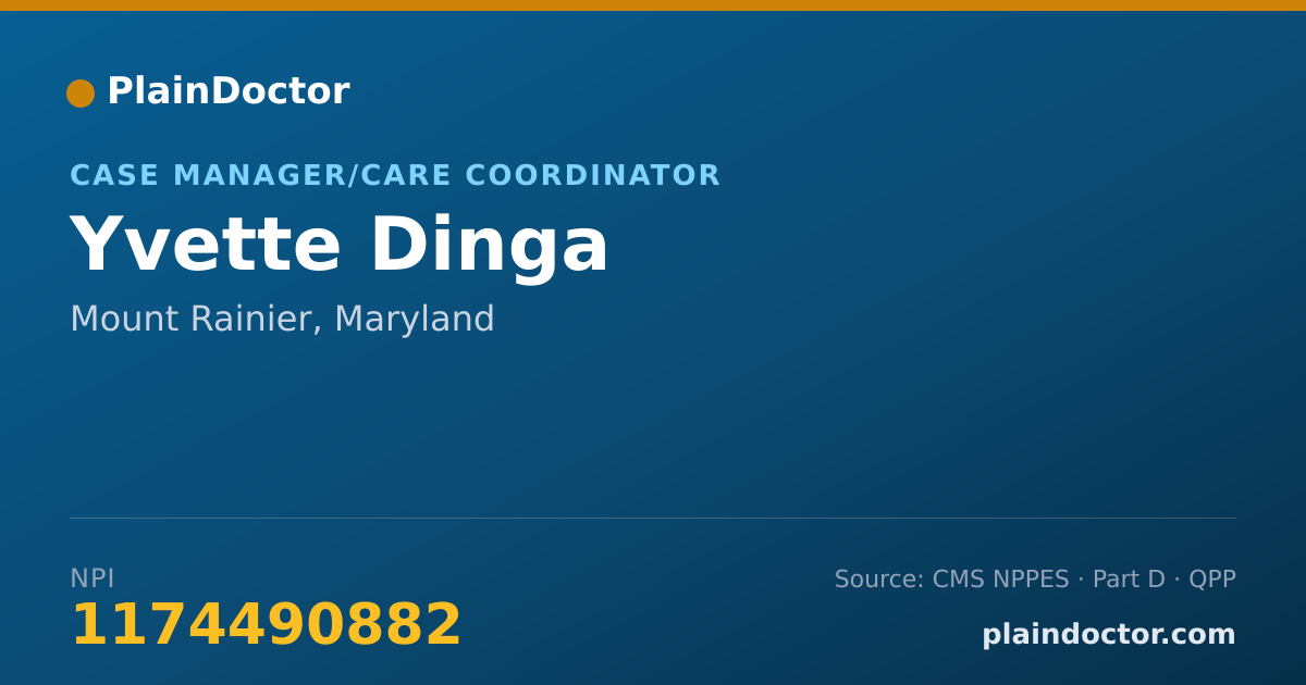 Shareable card for Yvette Dinga - Case Manager/Care Coordinator, Mount Rainier, MD