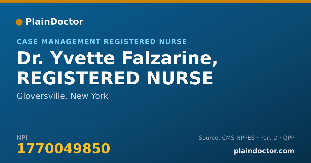 Shareable card for Yvette Falzarine, REGISTERED NURSE - Case Management Registered Nurse, Gloversville, NY