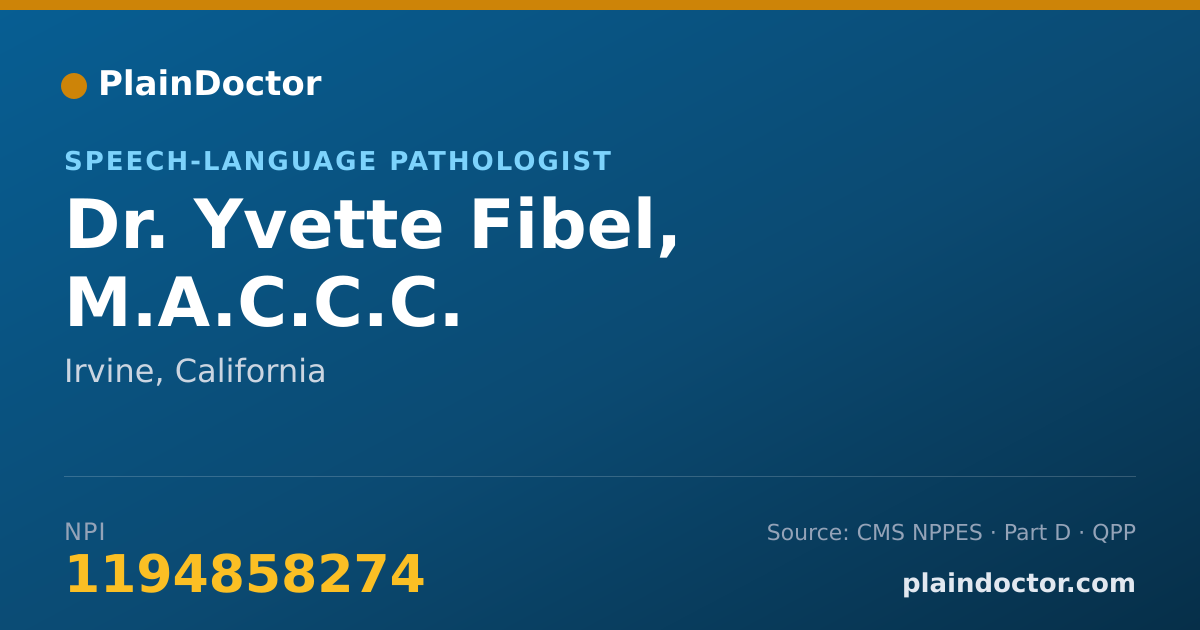 Shareable card for Yvette Fibel, M.A.C.C.C. - Speech-Language Pathologist, Irvine, CA