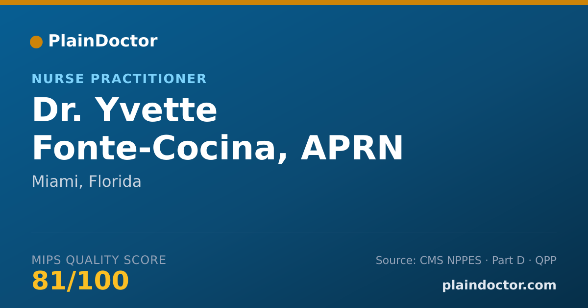 Shareable card for Yvette Fonte-Cocina, APRN - Nurse Practitioner, Miami, FL