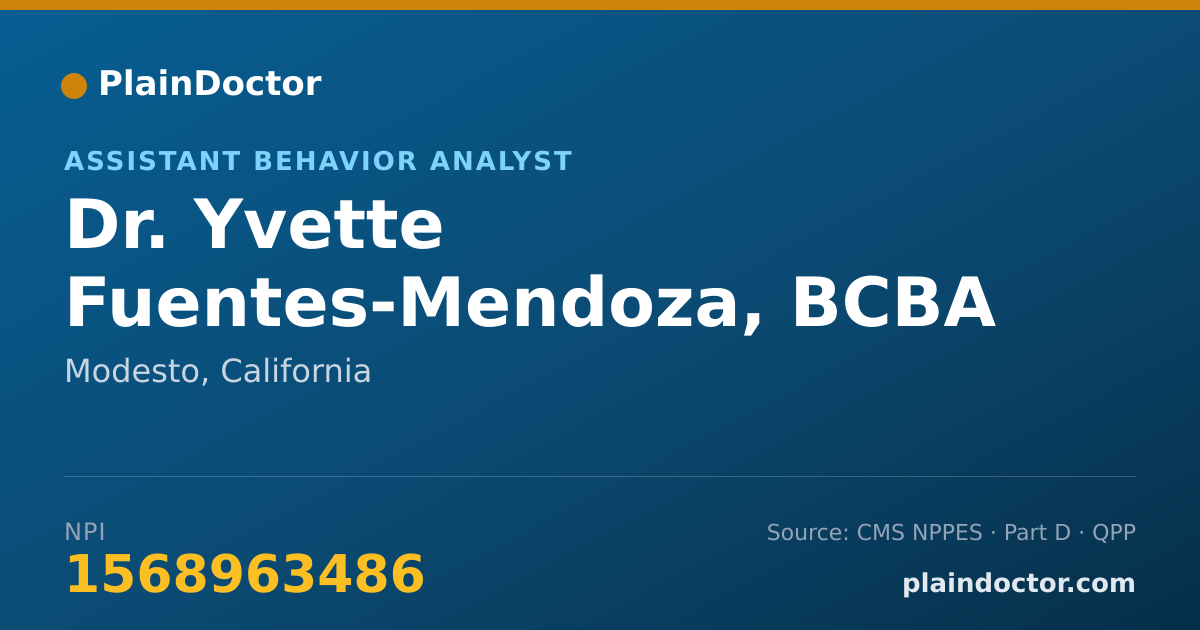 Shareable card for Yvette Fuentes-Mendoza, BCBA - Assistant Behavior Analyst, Modesto, CA