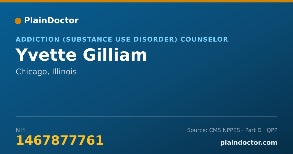 Shareable card for Yvette Gilliam - Addiction (Substance Use Disorder) Counselor, Chicago, IL