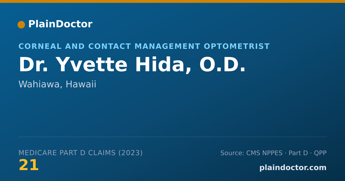 Shareable card for Yvette Hida, O.D. - Corneal and Contact Management Optometrist, Wahiawa, HI