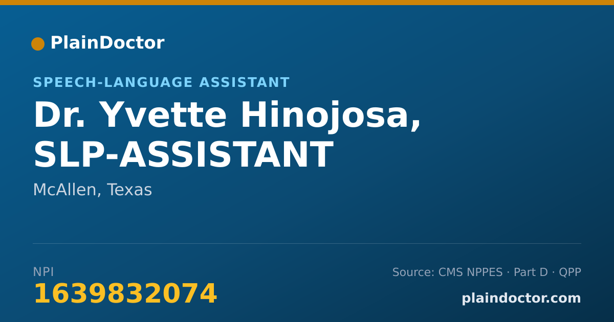 Shareable card for Yvette Hinojosa, SLP-ASSISTANT - Speech-Language Assistant, McAllen, TX