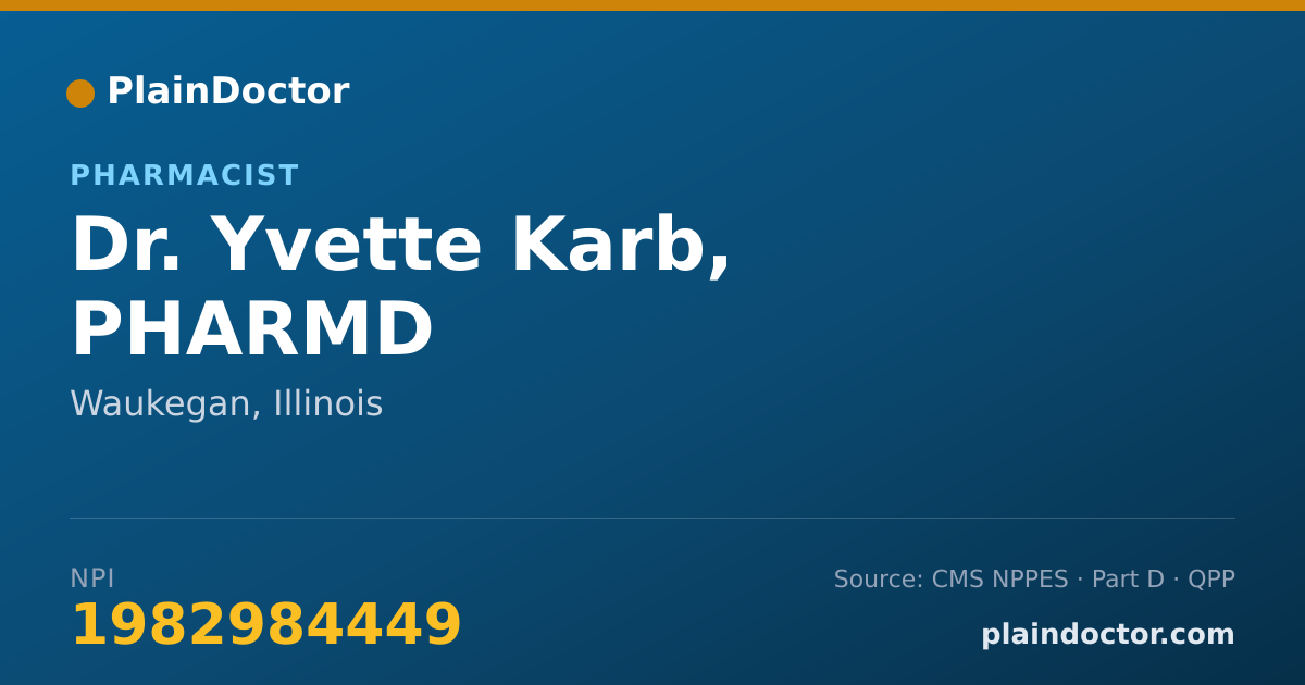 Shareable card for Yvette Karb, PHARMD - Pharmacist, Waukegan, IL