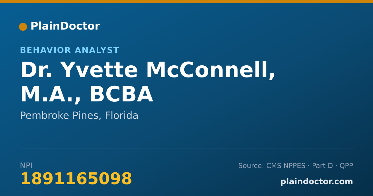 Shareable card for Yvette McConnell, M.A., BCBA - Behavior Analyst, Pembroke Pines, FL