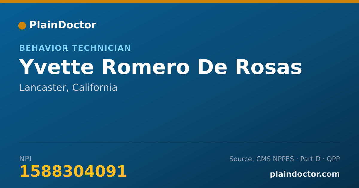 Shareable card for Yvette Romero De Rosas - Behavior Technician, Lancaster, CA