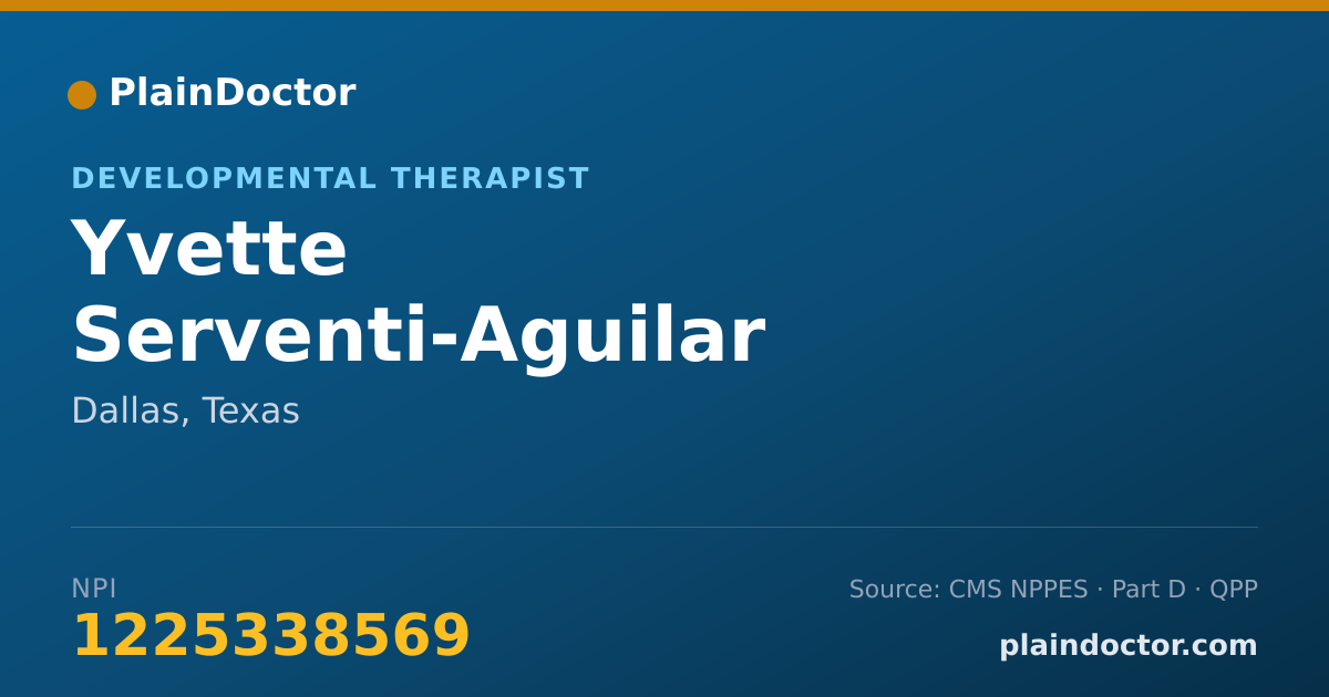 Shareable card for Yvette Serventi-Aguilar - Developmental Therapist, Dallas, TX