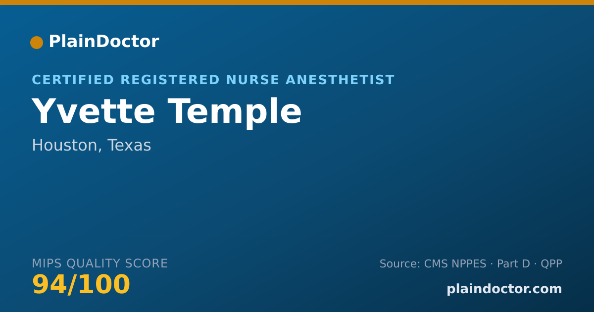 Shareable card for Yvette Temple - Certified Registered Nurse Anesthetist, Houston, TX