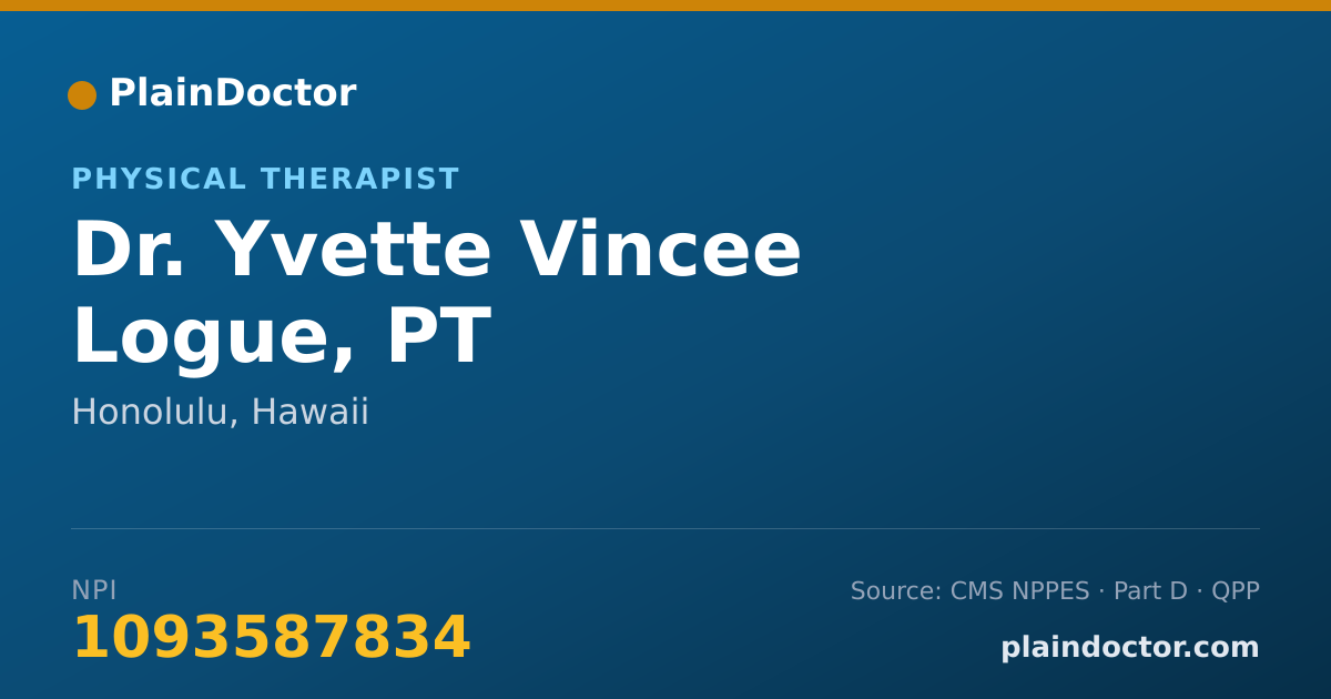 Shareable card for Yvette Vincee Logue, PT - Physical Therapist, Honolulu, HI