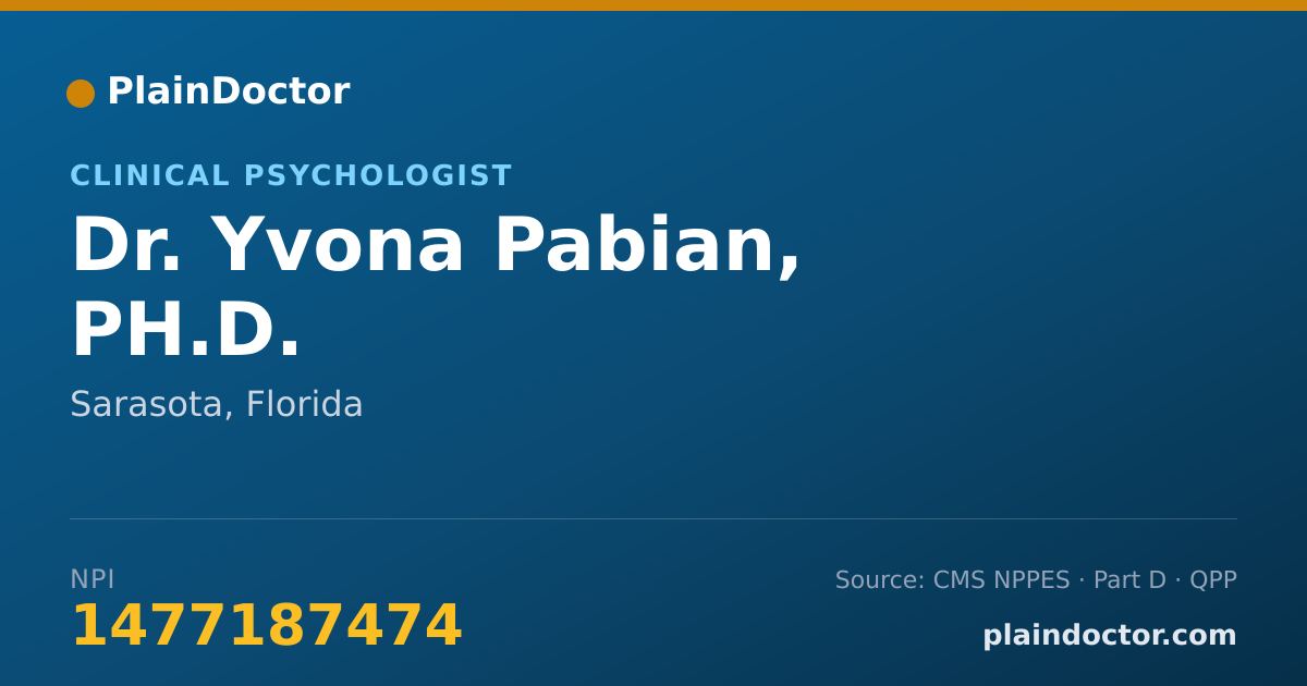 Shareable card for Yvona Pabian, PH.D. - Clinical Psychologist, Sarasota, FL