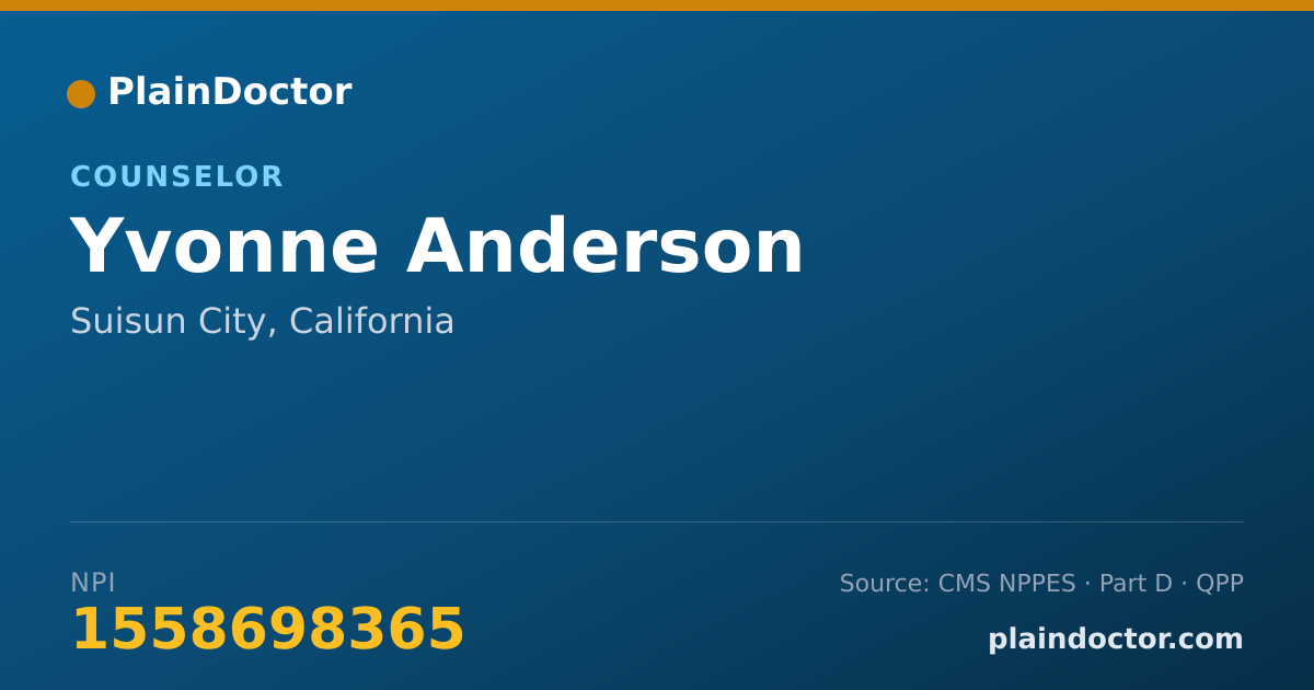 Shareable card for Yvonne Anderson - Counselor, Suisun City, CA