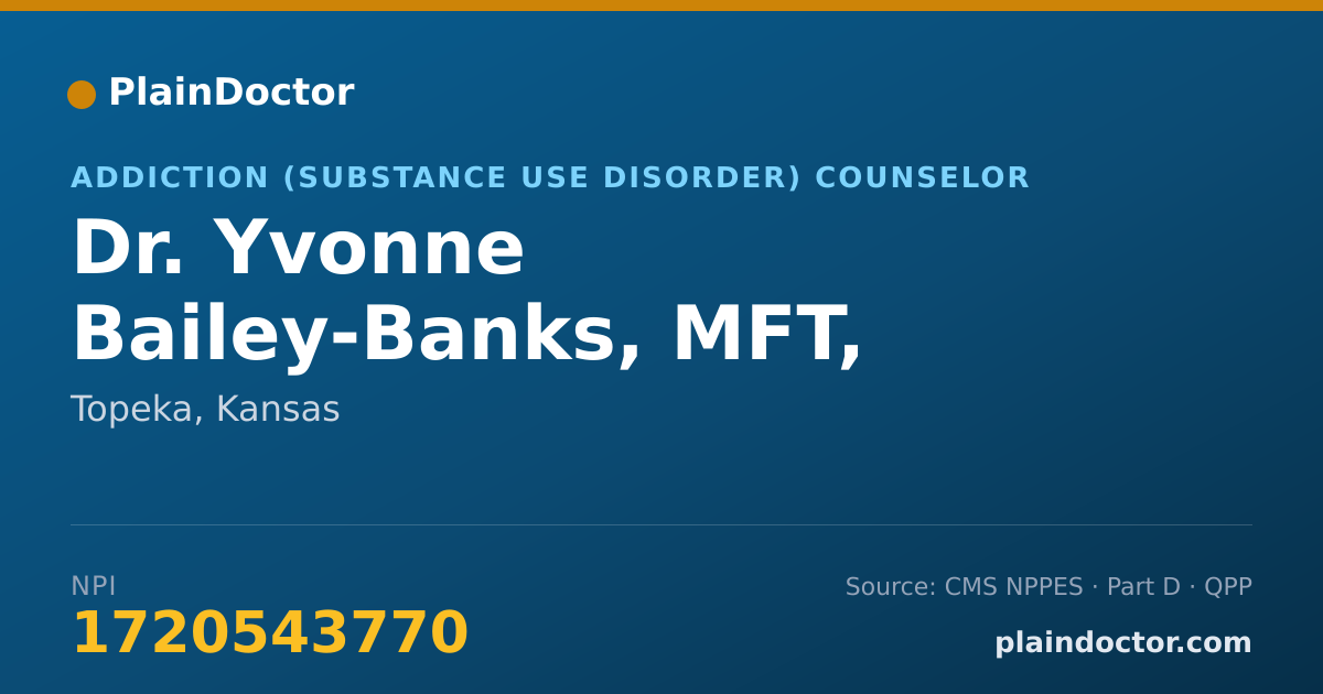 Shareable card for Yvonne Bailey-Banks, MFT, LCAC, KCGC - Addiction (Substance Use Disorder) Counselor, Topeka, KS