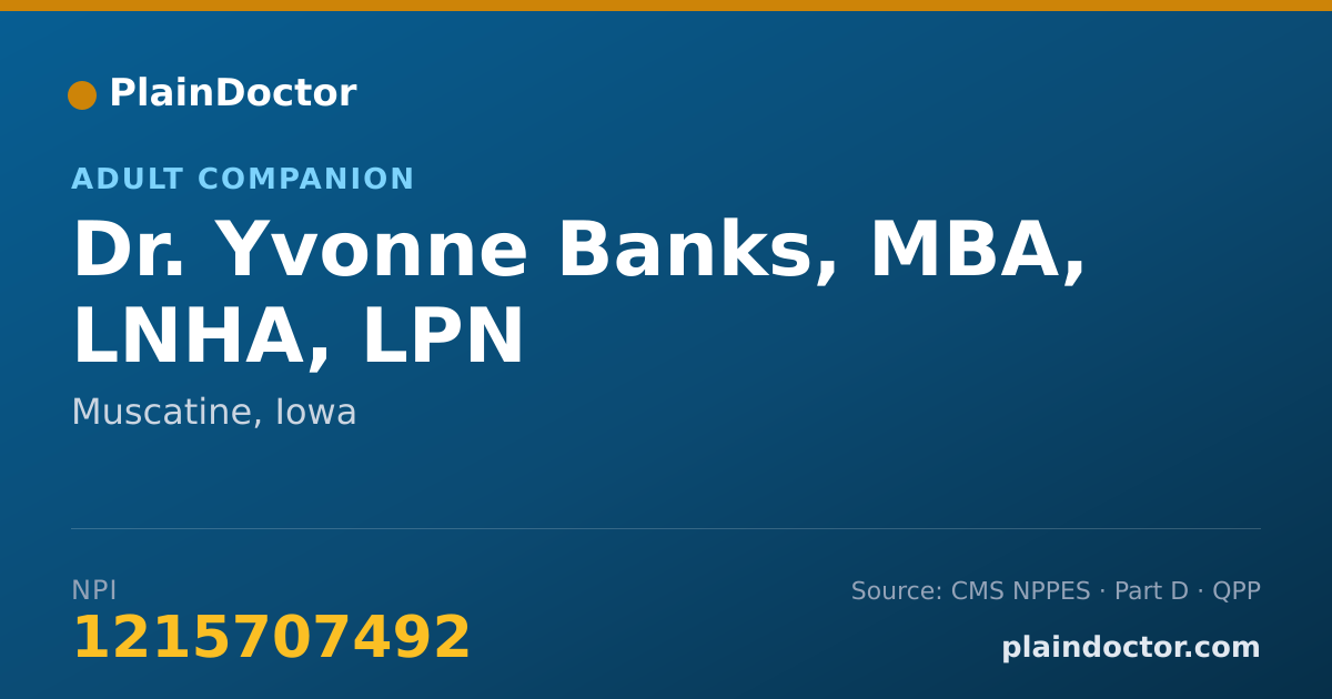 Shareable card for Yvonne Banks, MBA, LNHA, LPN - Adult Companion, Muscatine, IA