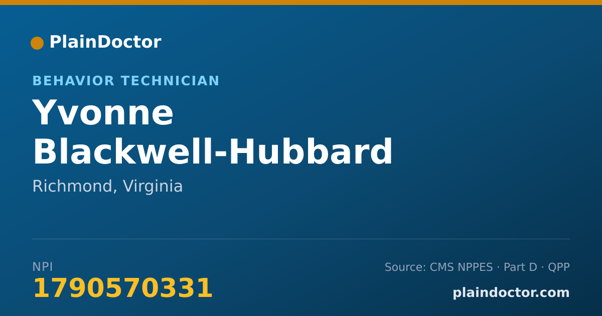 Shareable card for Yvonne Blackwell-Hubbard - Behavior Technician, Richmond, VA