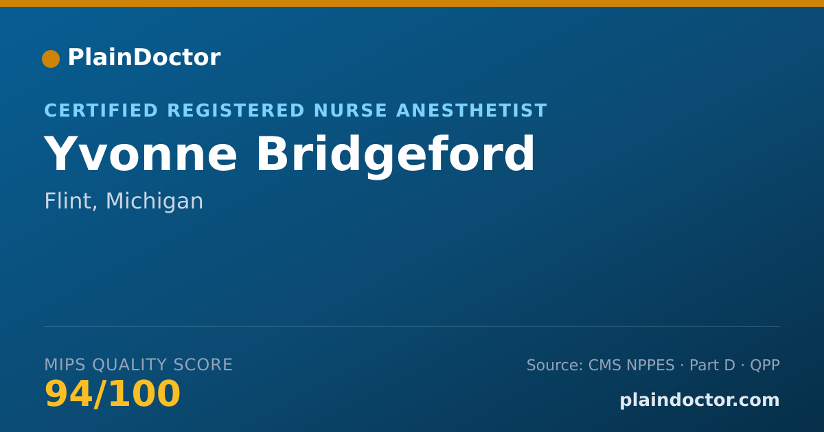 Shareable card for Yvonne Bridgeford - Certified Registered Nurse Anesthetist, Flint, MI