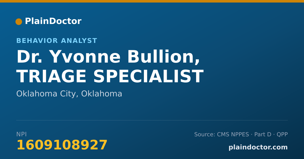 Shareable card for Yvonne Bullion, TRIAGE SPECIALIST - Behavior Analyst, Oklahoma City, OK