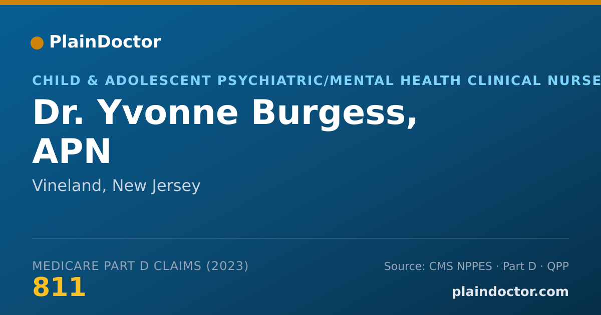 Shareable card for Yvonne Burgess, APN - Child & Adolescent Psychiatric/Mental Health Clinical Nurse Specialist, Vineland, NJ