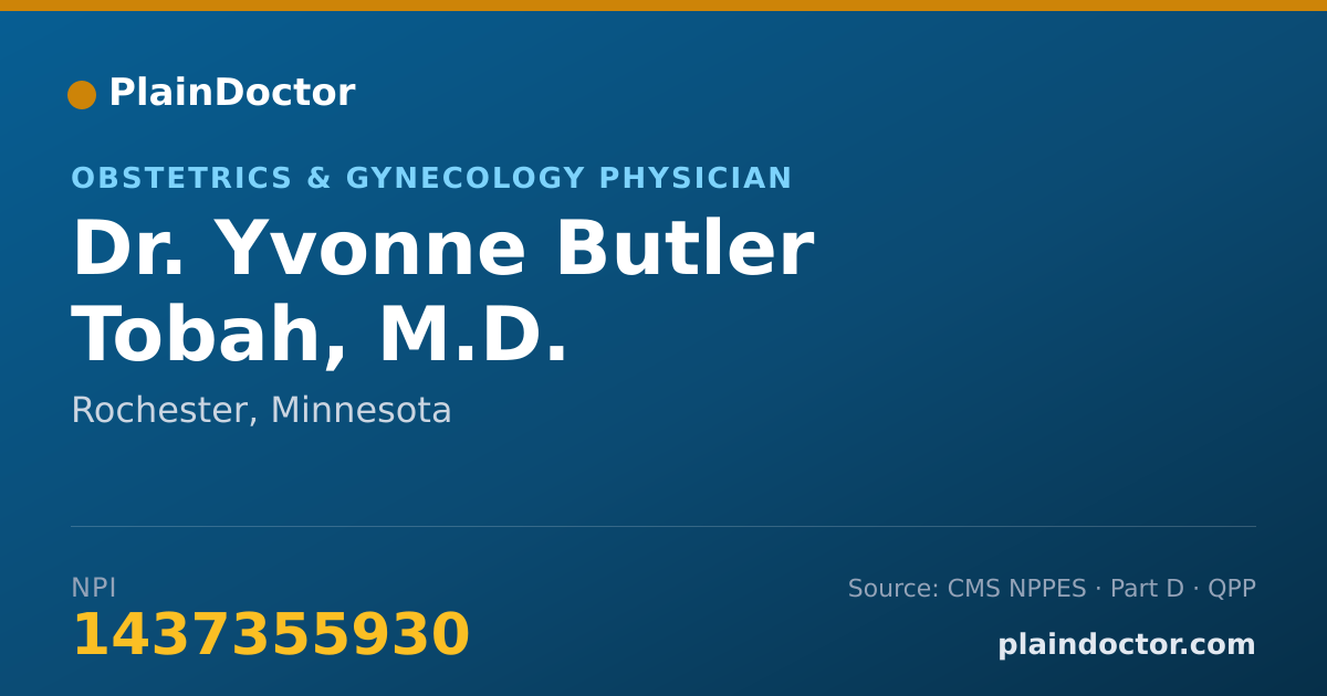 Shareable card for Yvonne Butler Tobah, M.D. - Obstetrics & Gynecology Physician, Rochester, MN