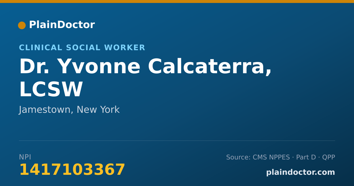 Shareable card for Yvonne Calcaterra, LCSW - Clinical Social Worker, Jamestown, NY