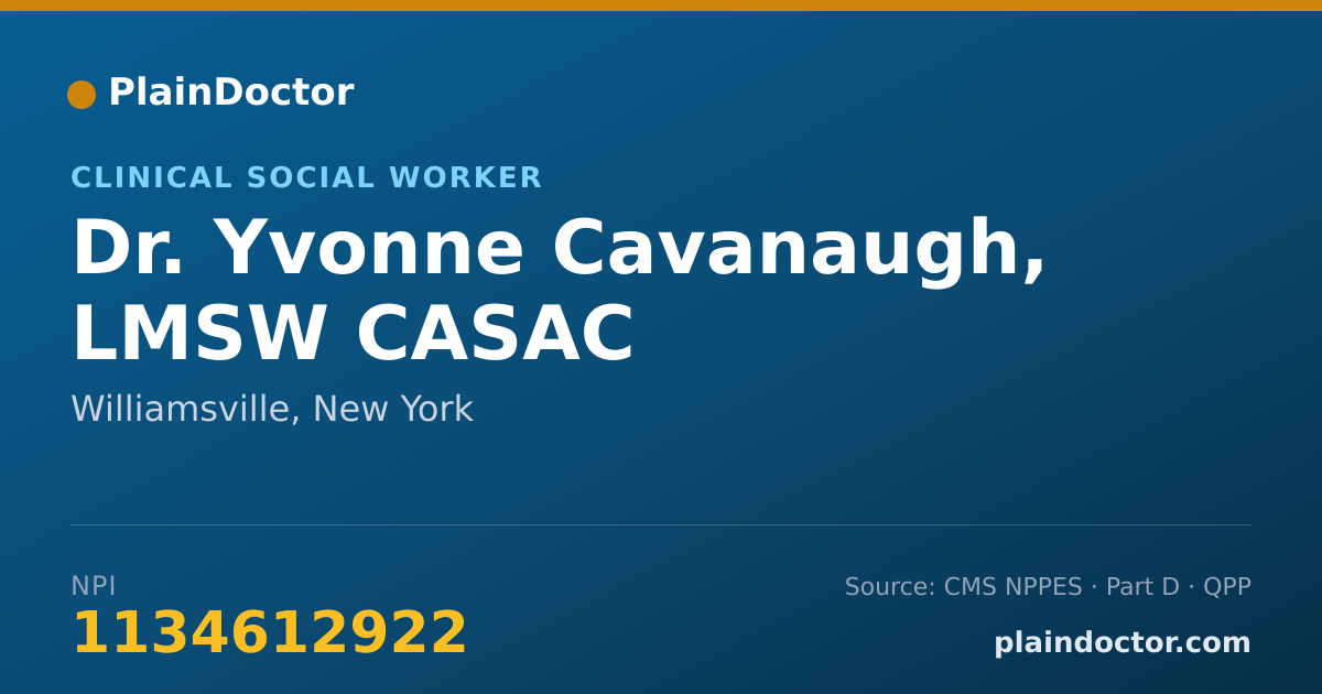 Shareable card for Yvonne Cavanaugh, LMSW CASAC - Clinical Social Worker, Williamsville, NY