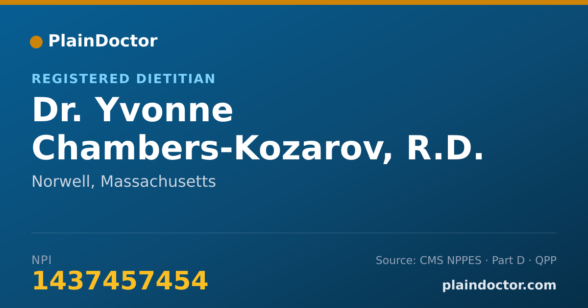 Shareable card for Yvonne Chambers-Kozarov, R.D. - Registered Dietitian, Norwell, MA