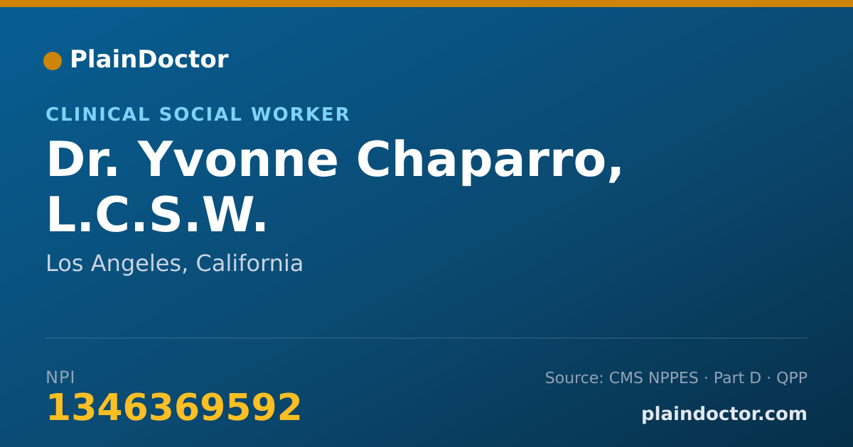 Shareable card for Yvonne Chaparro, L.C.S.W. - Clinical Social Worker, Los Angeles, CA