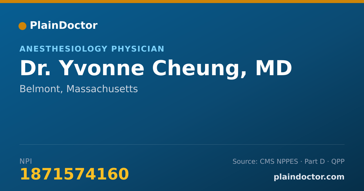Shareable card for Yvonne Cheung, MD - Anesthesiology Physician, Belmont, MA