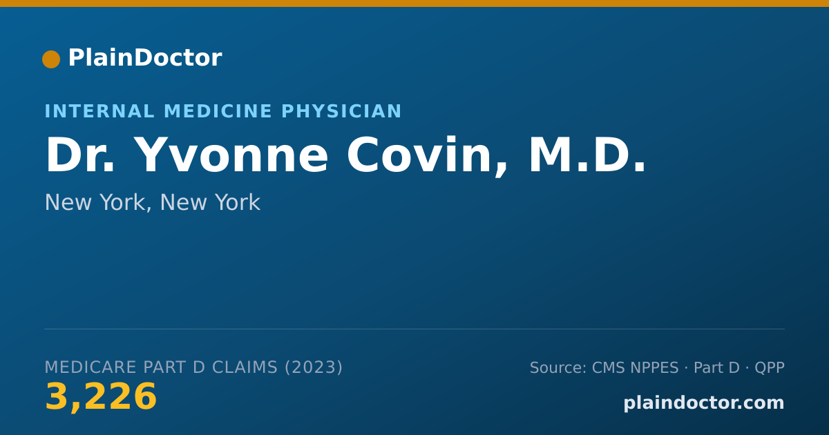 Shareable card for Yvonne Covin, M.D. - Internal Medicine Physician, New York, NY