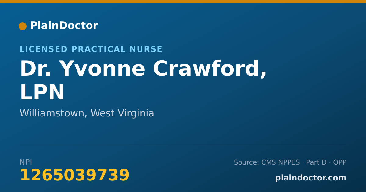 Shareable card for Yvonne Crawford, LPN - Licensed Practical Nurse, Williamstown, WV