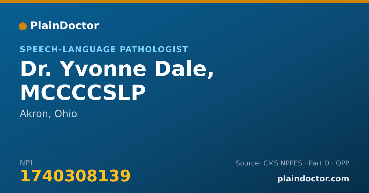 Shareable card for Yvonne Dale, MCCCCSLP - Speech-Language Pathologist, Akron, OH