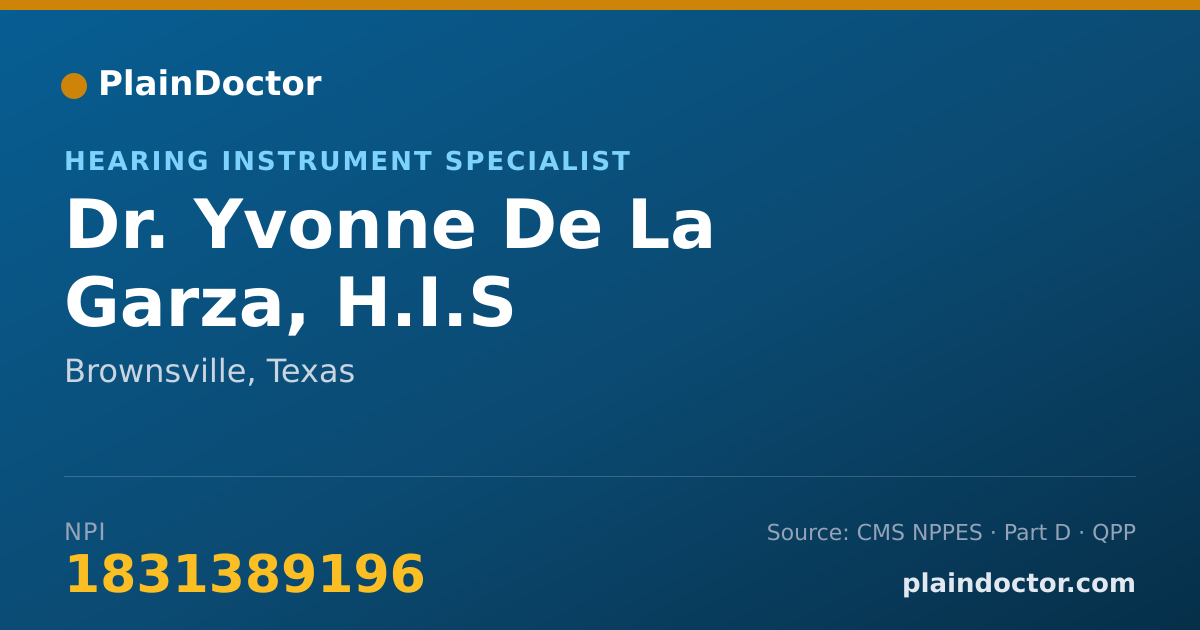 Shareable card for Yvonne De La Garza, H.I.S - Hearing Instrument Specialist, Brownsville, TX