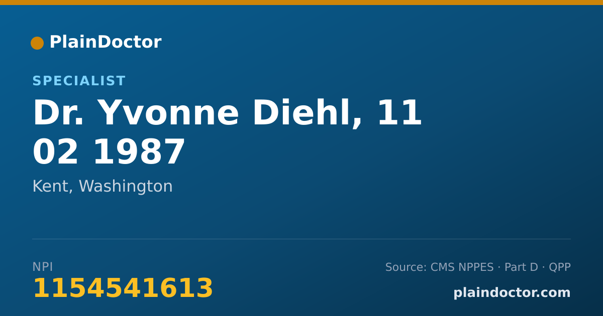 Shareable card for Yvonne Diehl, 11 02 1987 - Specialist, Kent, WA