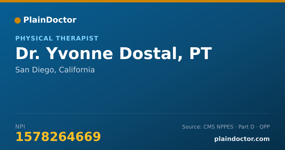 Shareable card for Yvonne Dostal, PT - Physical Therapist, San Diego, CA