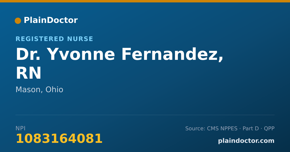 Shareable card for Yvonne Fernandez, RN - Registered Nurse, Mason, OH