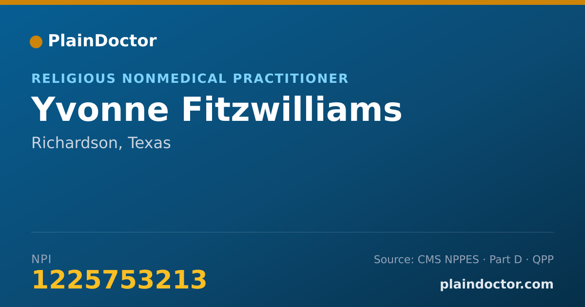 Shareable card for Yvonne Fitzwilliams - Religious Nonmedical Practitioner, Richardson, TX