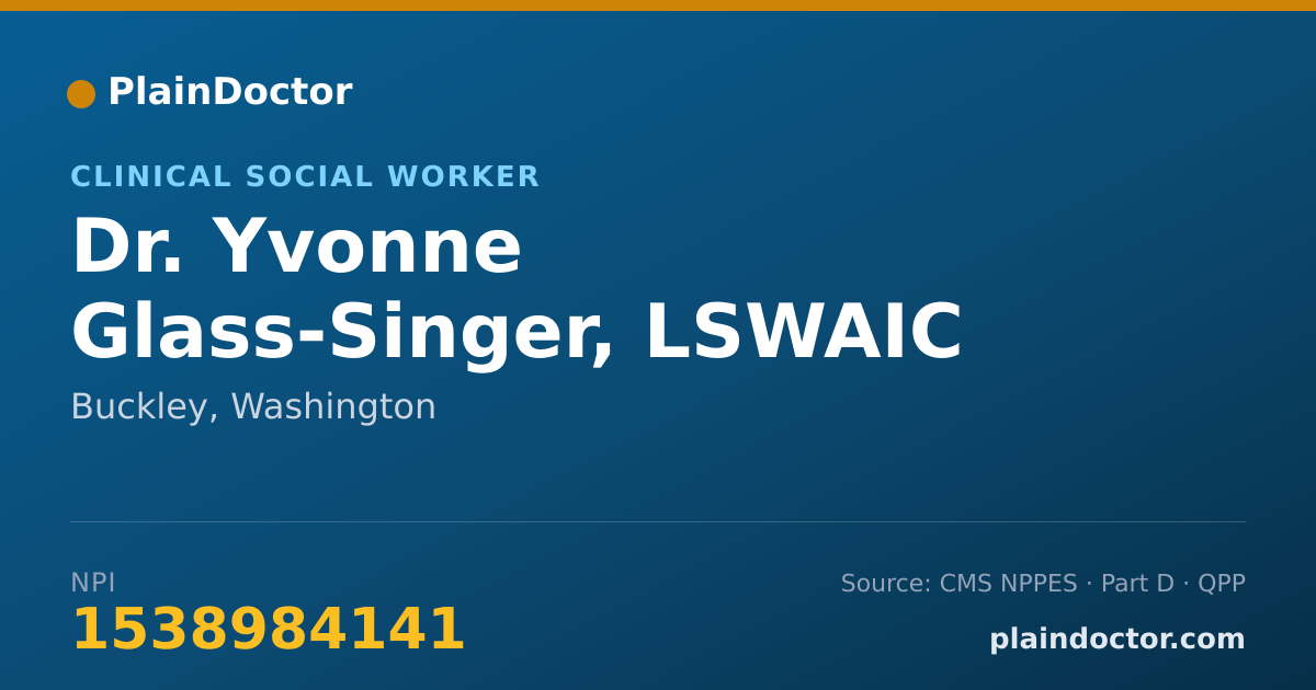 Shareable card for Yvonne Glass-Singer, LSWAIC - Clinical Social Worker, Buckley, WA