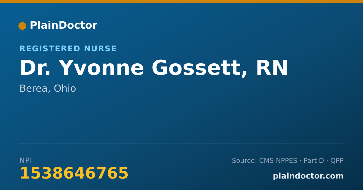 Shareable card for Yvonne Gossett, RN - Registered Nurse, Berea, OH