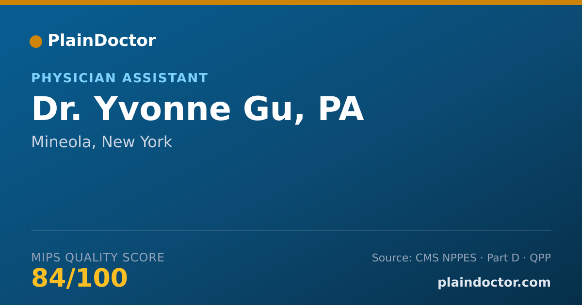 Shareable card for Yvonne Gu, PA - Physician Assistant, Mineola, NY