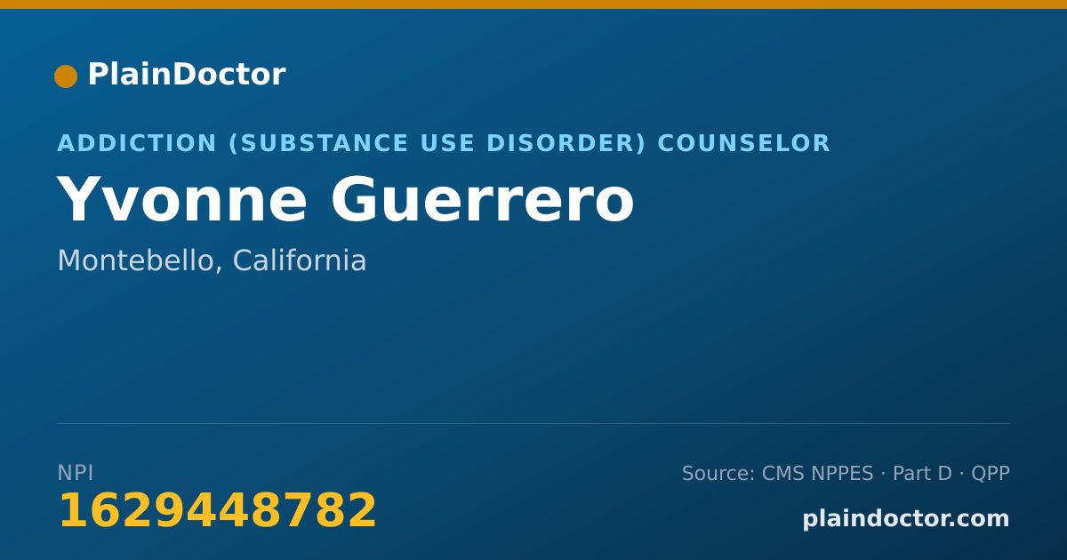Shareable card for Yvonne Guerrero - Addiction (Substance Use Disorder) Counselor, Montebello, CA
