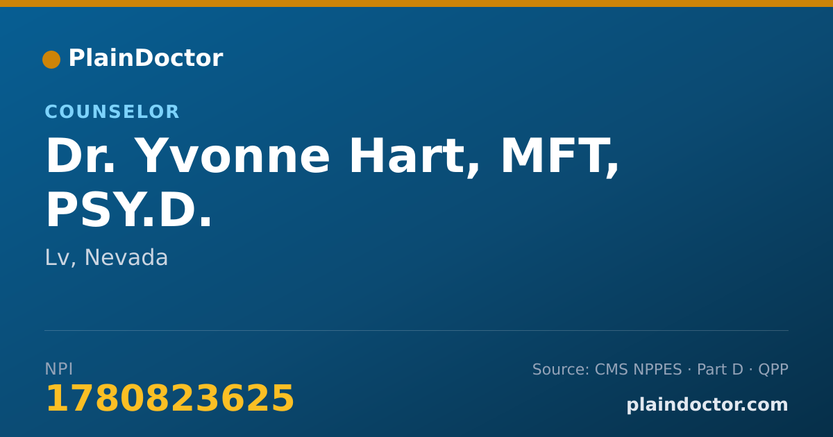 Shareable card for Yvonne Hart, MFT, PSY.D. - Counselor, Lv, NV
