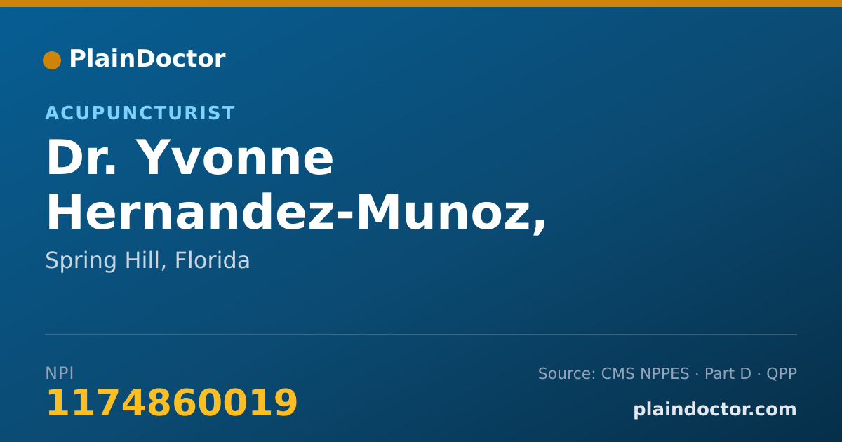 Shareable card for Yvonne Hernandez-Munoz, ACUPUNCTURIST - Acupuncturist, Spring Hill, FL