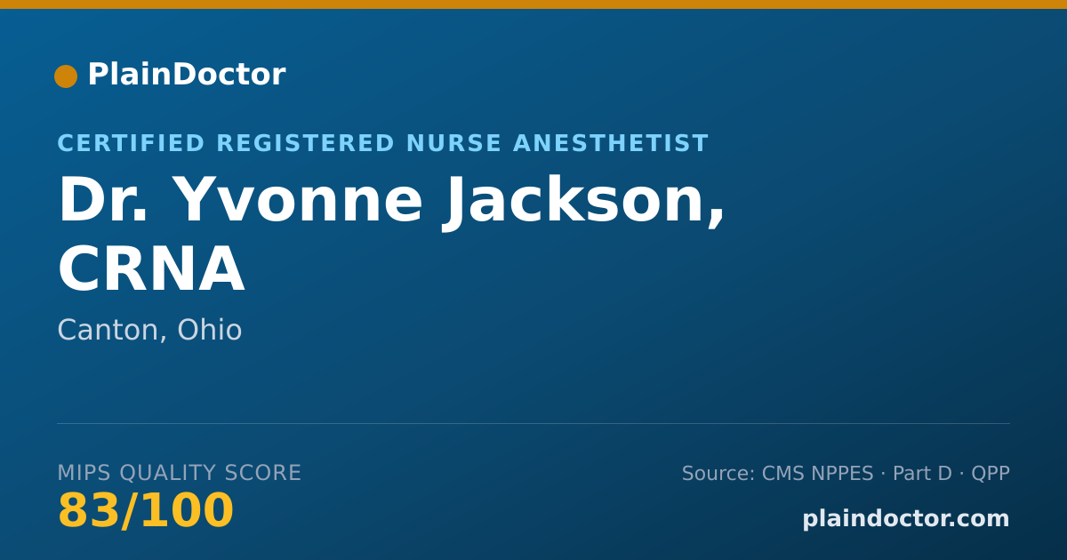 Shareable card for Yvonne Jackson, CRNA - Certified Registered Nurse Anesthetist, Canton, OH