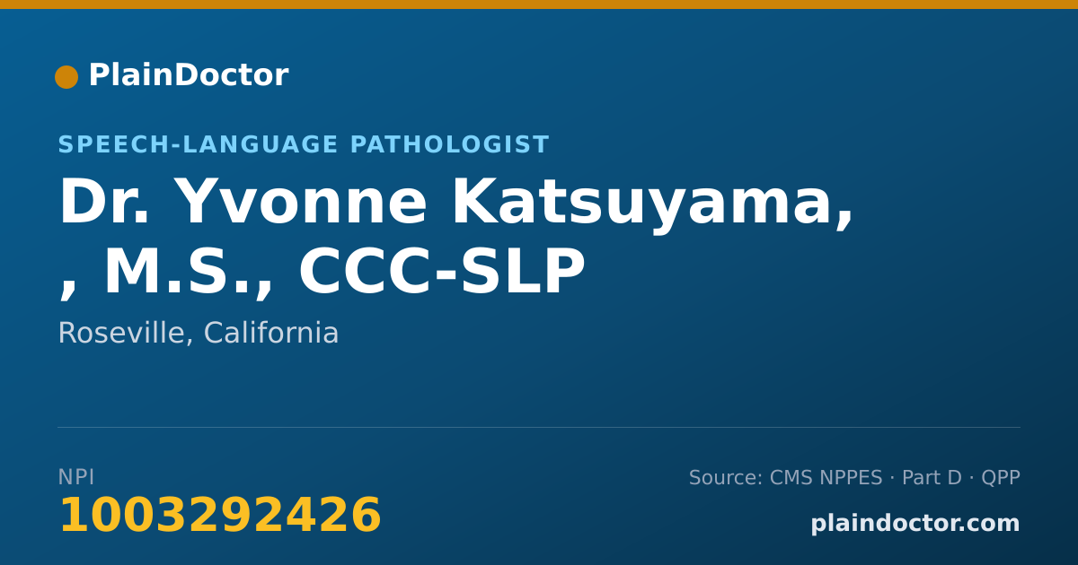 Shareable card for Yvonne Katsuyama, , M.S., CCC-SLP - Speech-Language Pathologist, Roseville, CA