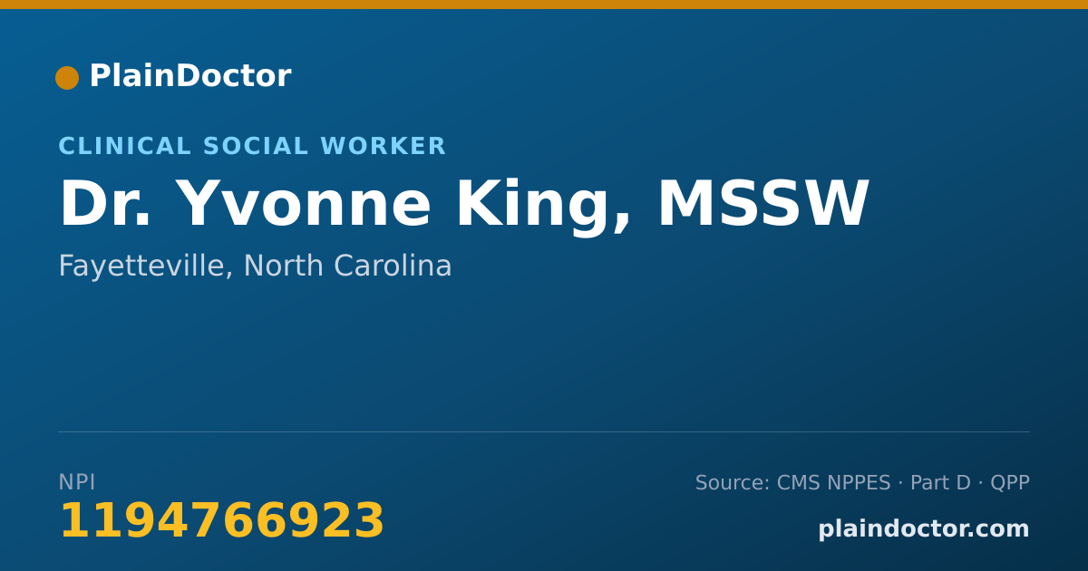 Shareable card for Yvonne King, MSSW - Clinical Social Worker, Fayetteville, NC