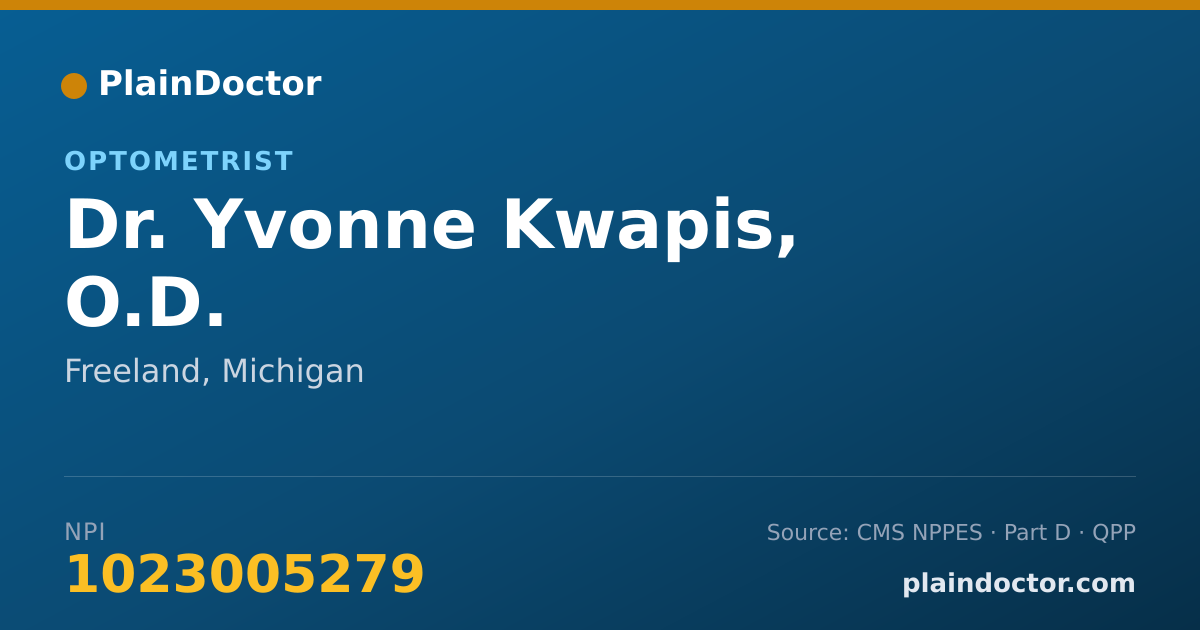 Shareable card for Yvonne Kwapis, O.D. - Optometrist, Freeland, MI