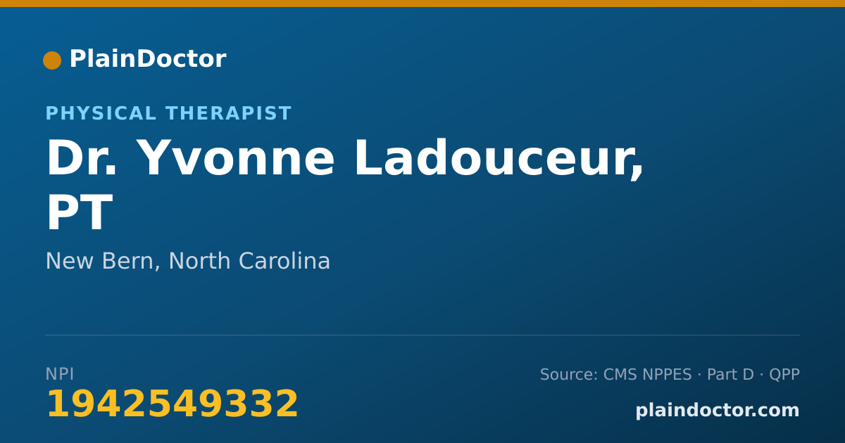 Shareable card for Yvonne Ladouceur, PT - Physical Therapist, New Bern, NC
