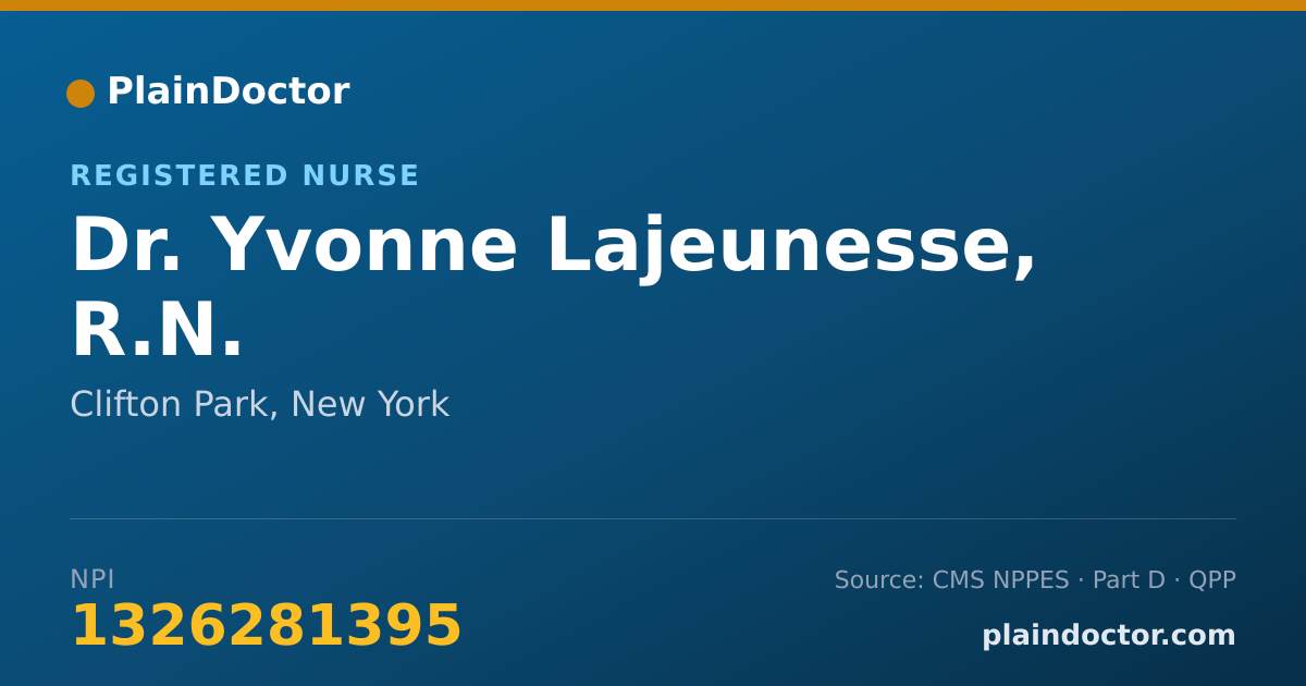 Shareable card for Yvonne Lajeunesse, R.N. - Registered Nurse, Clifton Park, NY